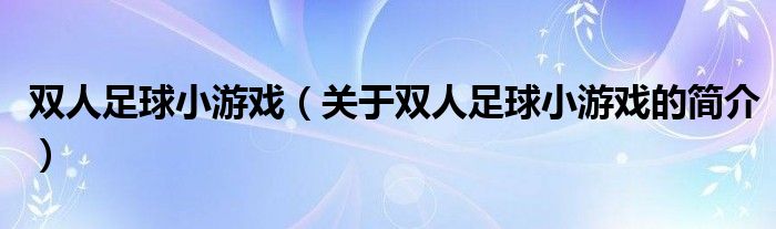 双人足球小游戏（关于双人足球小游戏的简介）