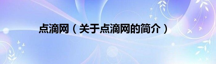 点滴网（关于点滴网的简介）