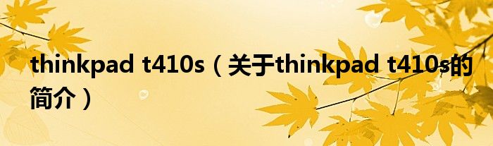 thinkpad t410s（关于thinkpad t410s的简介）