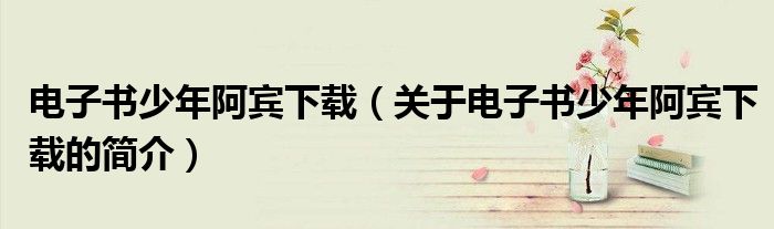 电子书少年阿宾下载（关于电子书少年阿宾下载的简介）