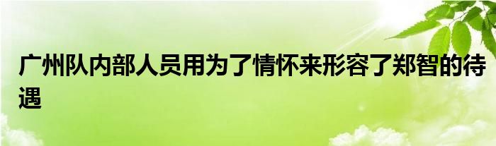 广州队内部人员用为了情怀来形容了郑智的待遇