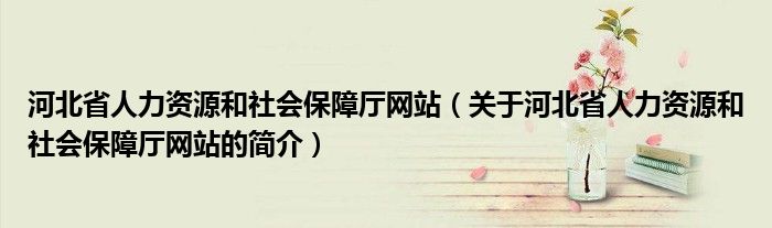 河北省人力资源和社会保障厅网站（关于河北省人力资源和社会保障厅网站的简介）