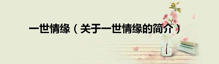 一世情缘（关于一世情缘的简介）