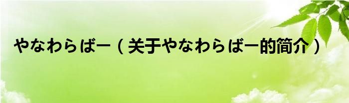 やなわらばー（关于やなわらばー的简介）