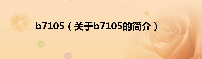 b7105（关于b7105的简介）