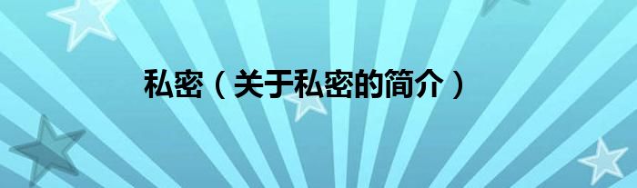 私密（关于私密的简介）