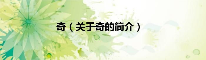 奇（关于奇的简介）