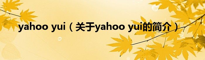 yahoo yui（关于yahoo yui的简介）