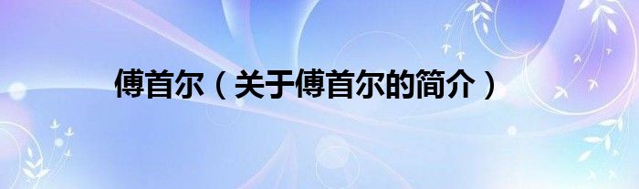 傅首尔（关于傅首尔的简介）