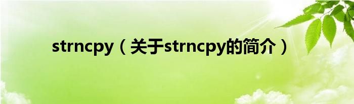 strncpy（关于strncpy的简介）