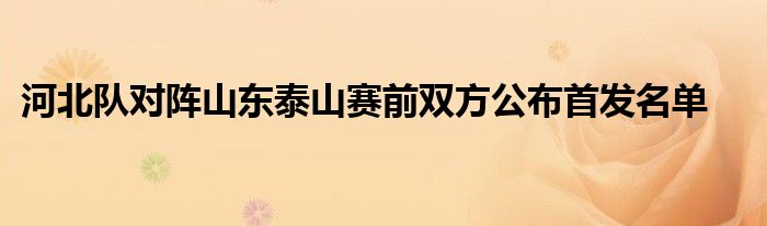 河北队对阵山东泰山赛前双方公布首发名单