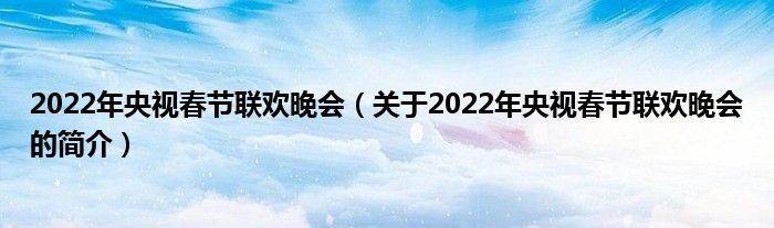 2022年央视春节联欢晚会（关于2022年央视春节联欢晚会的简介）