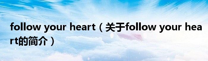 follow your heart（关于follow your heart的简介）