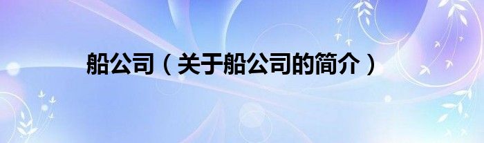 船公司（关于船公司的简介）