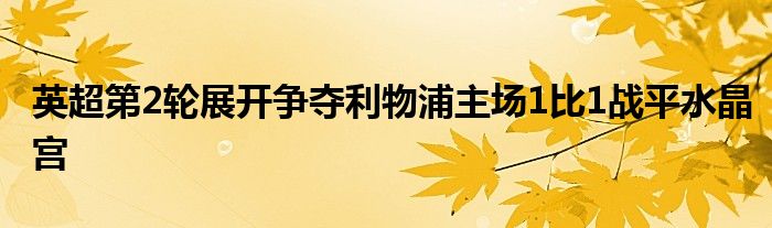 英超第2轮展开争夺利物浦主场1比1战平水晶宫