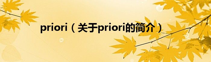 priori（关于priori的简介）