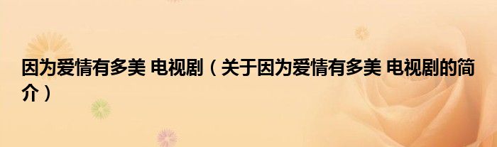 因为爱情有多美 电视剧（关于因为爱情有多美 电视剧的简介）