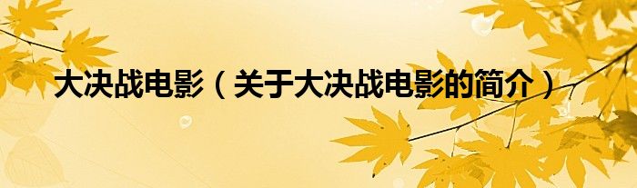 大决战电影（关于大决战电影的简介）