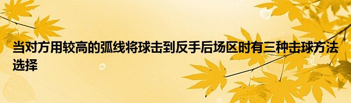 当对方用较高的弧线将球击到反手后场区时有三种击球方法选择