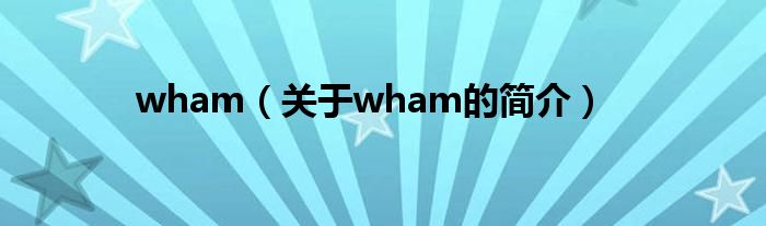 wham（关于wham的简介）