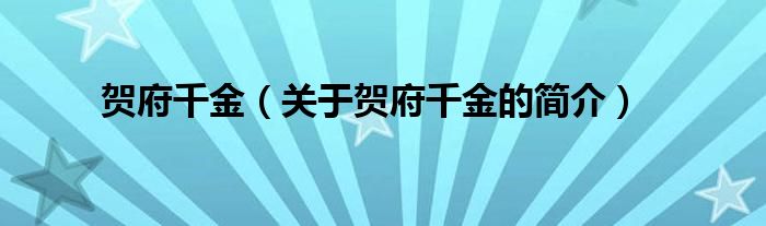 贺府千金（关于贺府千金的简介）