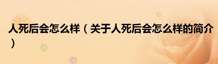 人死后会怎么样（关于人死后会怎么样的简介）