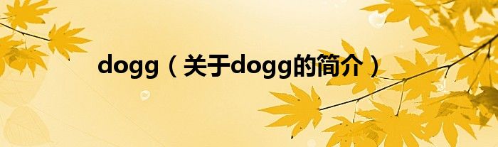 dogg（关于dogg的简介）