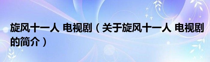 旋风十一人 电视剧（关于旋风十一人 电视剧的简介）