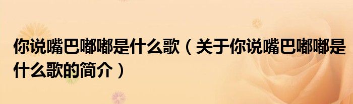 你说嘴巴嘟嘟是什么歌（关于你说嘴巴嘟嘟是什么歌的简介）