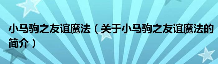 小马驹之友谊魔法（关于小马驹之友谊魔法的简介）