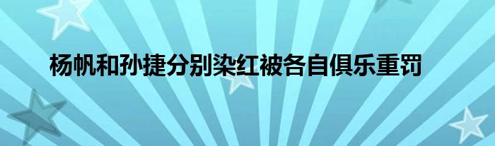 杨帆和孙捷分别染红被各自俱乐重罚