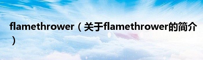 flamethrower（关于flamethrower的简介）