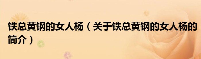 铁总黄钢的女人杨（关于铁总黄钢的女人杨的简介）