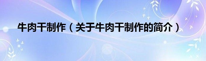 牛肉干制作（关于牛肉干制作的简介）