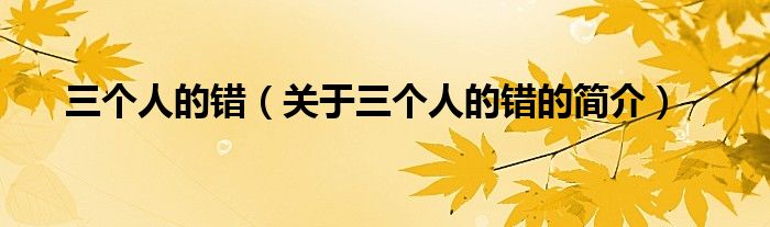 三个人的错（关于三个人的错的简介）