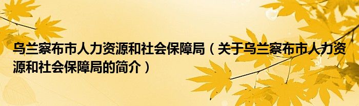 乌兰察布市人力资源和社会保障局（关于乌兰察布市人力资源和社会保障局的简介）