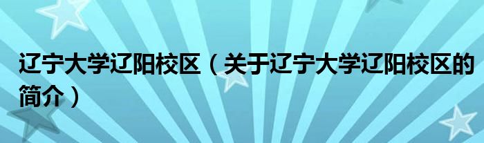 辽宁大学辽阳校区（关于辽宁大学辽阳校区的简介）