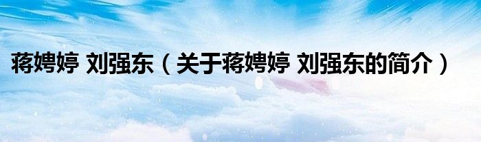 蒋娉婷 刘强东（关于蒋娉婷 刘强东的简介）