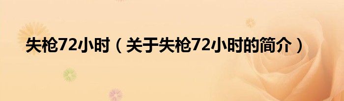 失枪72小时（关于失枪72小时的简介）