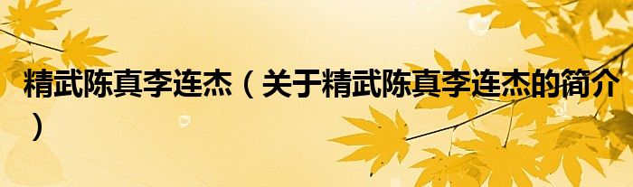 精武陈真李连杰（关于精武陈真李连杰的简介）