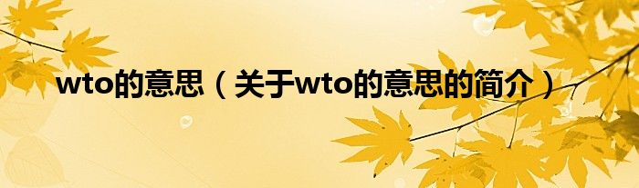 wto的意思（关于wto的意思的简介）
