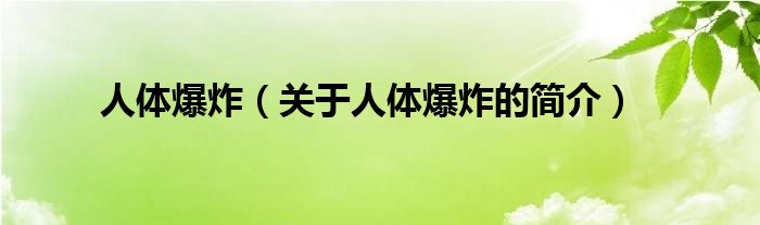 人体爆炸（关于人体爆炸的简介）