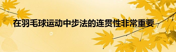 在羽毛球运动中步法的连贯性非常重要