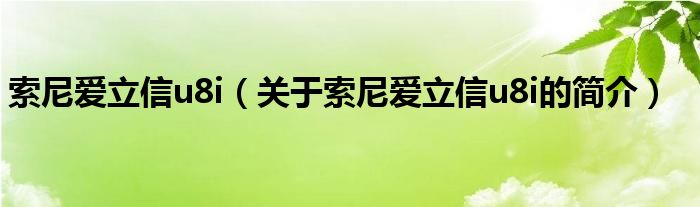 索尼爱立信u8i（关于索尼爱立信u8i的简介）