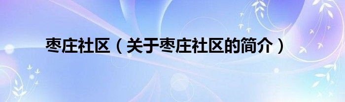 枣庄社区（关于枣庄社区的简介）