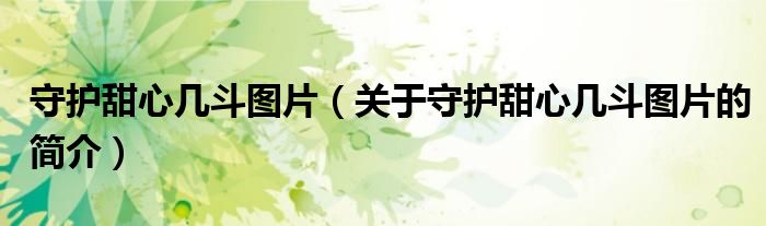 守护甜心几斗图片（关于守护甜心几斗图片的简介）