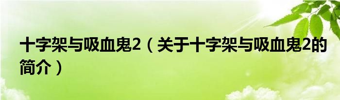 十字架与吸血鬼2（关于十字架与吸血鬼2的简介）