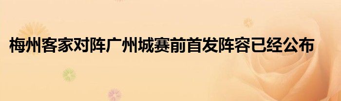 梅州客家对阵广州城赛前首发阵容已经公布