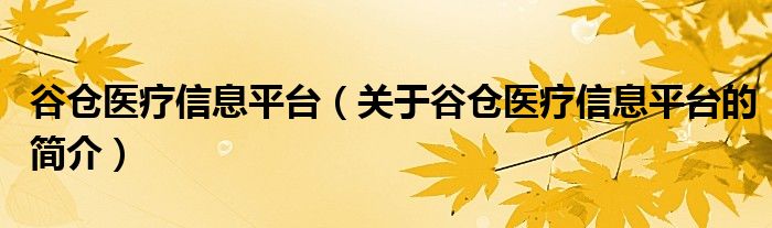 谷仓医疗信息平台（关于谷仓医疗信息平台的简介）