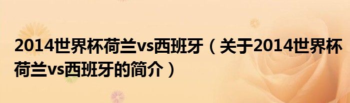 2014世界杯荷兰vs西班牙（关于2014世界杯荷兰vs西班牙的简介）